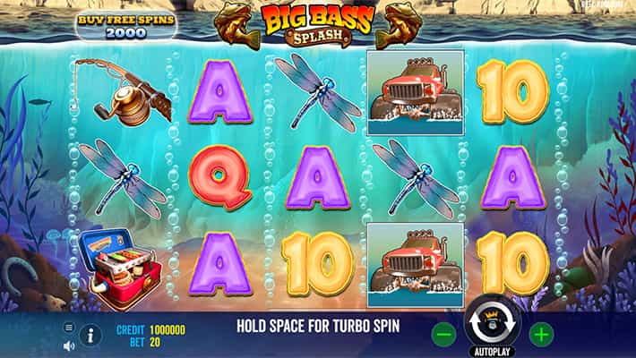 Big Bass Splash slot game interface screenshot.