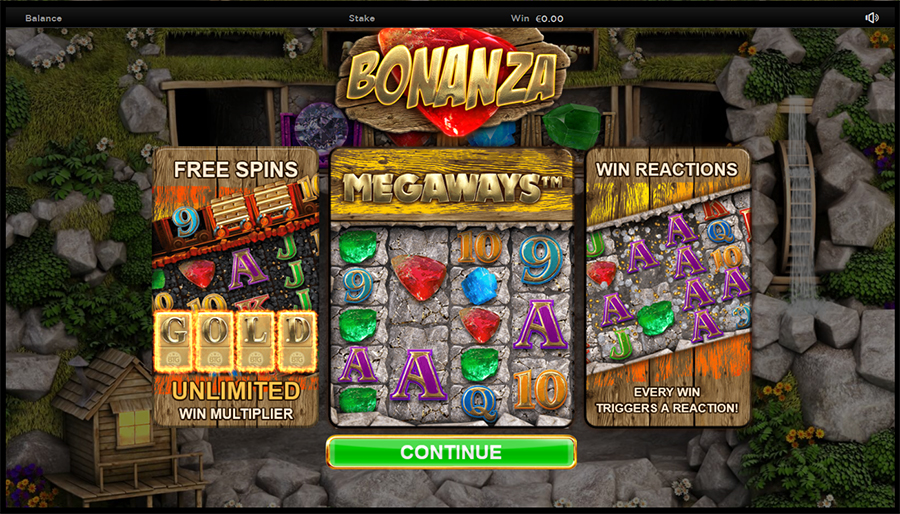 Bonanza slot game interface with features displayed.